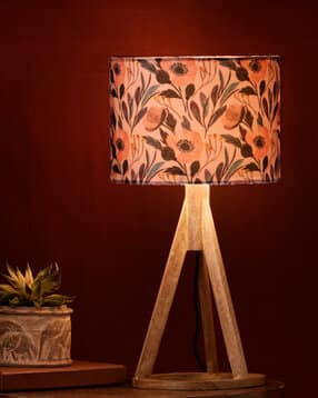 Floral Print Trio Wooden Table Lamps-image-10