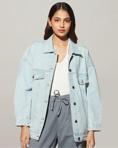 Ajio denim jackets womens best sale