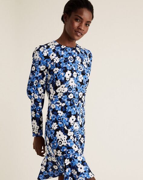 Long sleeve floral tea dress hotsell