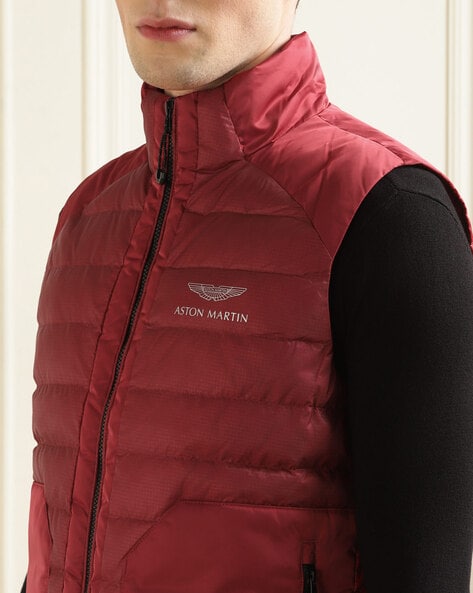 Buy Hackett London Quilted Puffer Jacket with Split-Kangaroo Pockets | Red  Color Men | AJIO LUXE