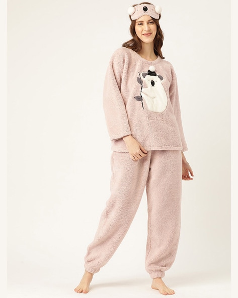 Buy Fleece Pajamas Set Women Online In India -  India