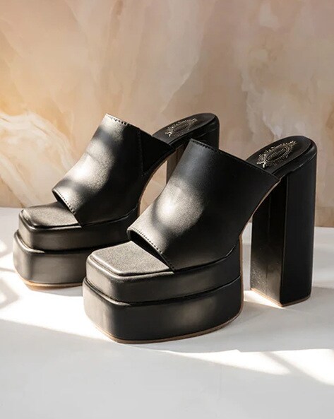 Buy Black Heeled Sandals for Women by Shoetopia Online Ajio