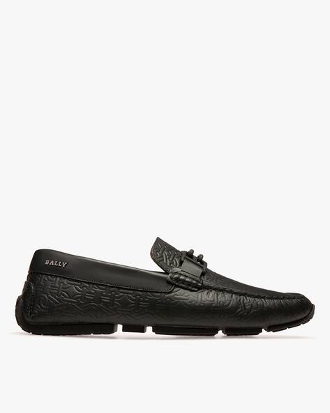 Buy Bally Pilot Leather Driver Shoes | Black Color Men | AJIO LUXE