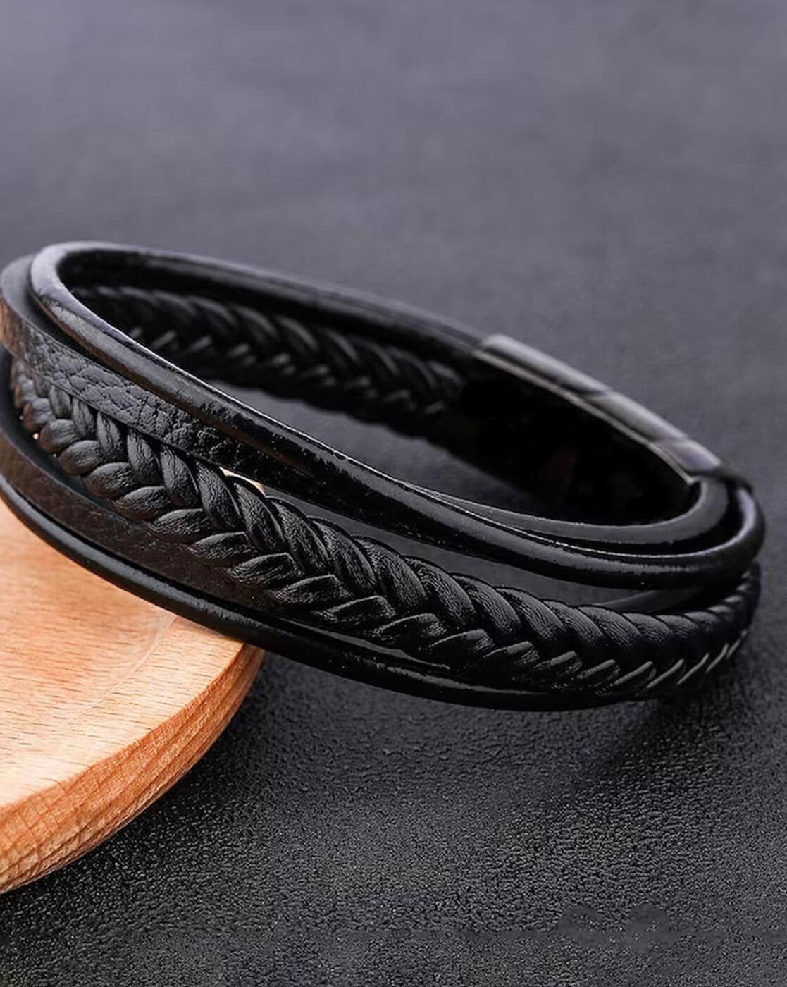 Buy Retro Punk Men Bracelets Black Brown Braided Leather Bracelet Stainless  Steel Magnetic Clasp Bangles Male Jewelry Gift at affordable prices  free  shipping real reviews with photos  Joom
