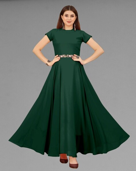 Buy RK CREATION Plain gown Green Free size at Amazonin