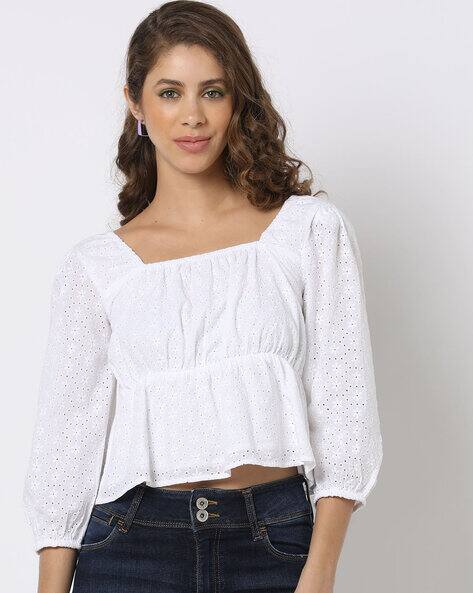 Fyre Rose Schiffli Embroidered Square-Neck Top