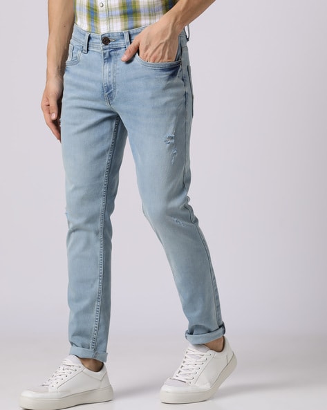 Slim Tapered Fit Lightly Distressed Jeans