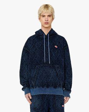 Buy DIESEL D-Um-Rib Track Denim Hoodie | Navy Blue Color Men