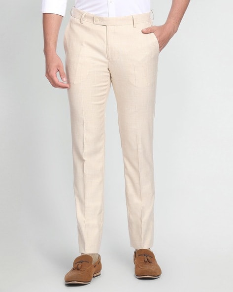 Buy ARROW SPORT Khaki Structured Cotton Blend Slim Fit Mens Trousers |  Shoppers Stop