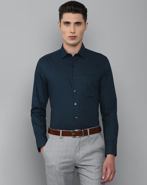 Louis Philippe Printed Slim-Fit Shirt