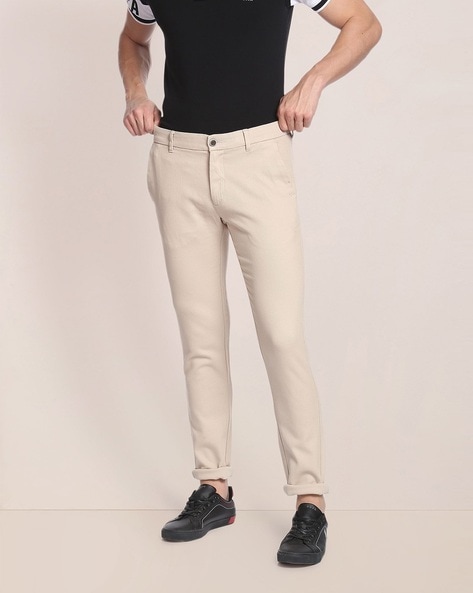 U.S. POLO ASSN. Regular Fit Men White Trousers - Price History