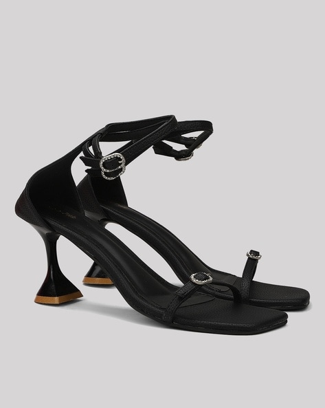 Aeyde | ELISE Black Leather Heeled Sandal