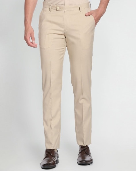 Buy Arrow Dobby Weave Solid Polyester Formal Trousers - NNNOW.com