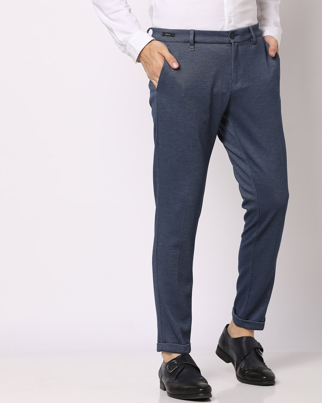 Buy Men Olive Solid Carrot Fit Formal Trousers Online - 750675 | Peter  England