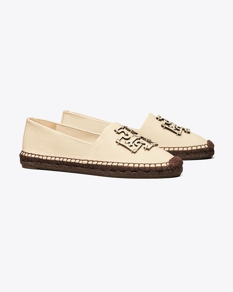 Buy Tory Burch Ines Leather Espadrilles Beige Color Women AJIO