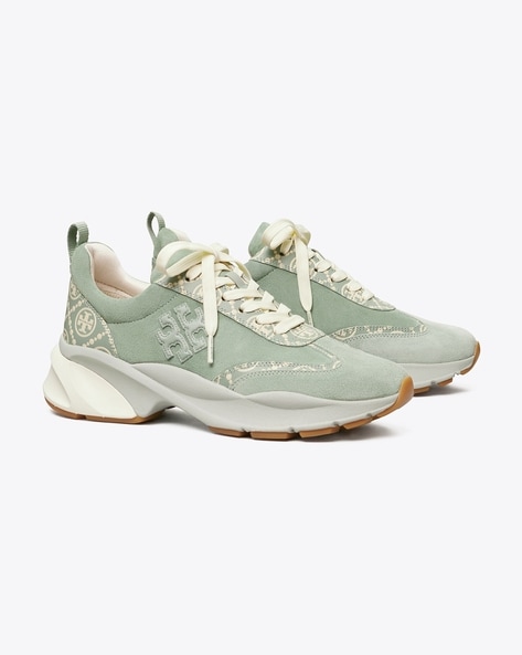 Buy Tory Burch Good Luck Lace-Up Trainer Shoes | Blue Celadon Color Women |  AJIO LUXE