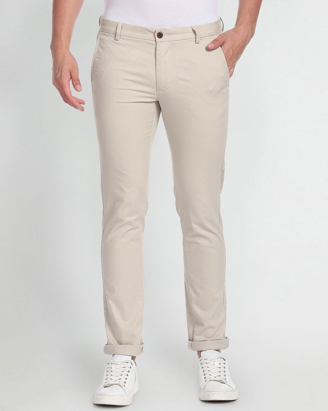 Buy Men Khaki Low Rise Bronson Slim Fit Corduroy Casual Trousers at  Amazonin