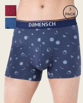 Pack of 3 Printed Trunks with Elasticated Waistband