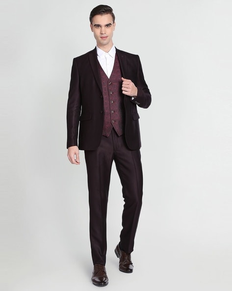 Burgundy Italian Cut Bespoke Three-Piece Suit | Light blue dress shirt, 3  piece suits, Three piece suit