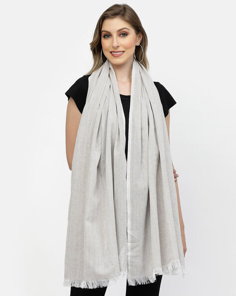 Striped Stole with Frayed Hem Price in India