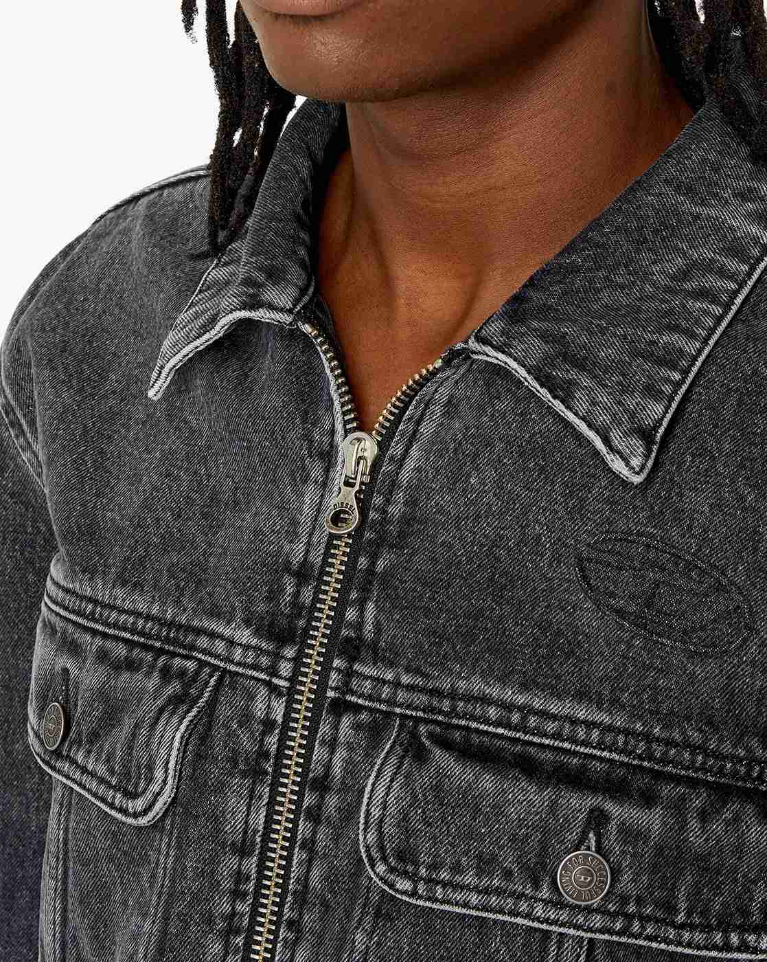 Buy DIESEL D-Barcy Zip-Front Denim Jacket | Black Color Men | AJIO 