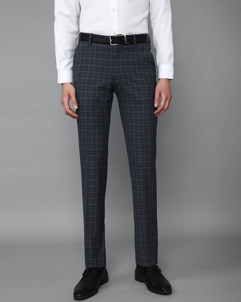 Louis Philippe Men Checked Slim Fit Mid-Rise Formal Trousers - Price History