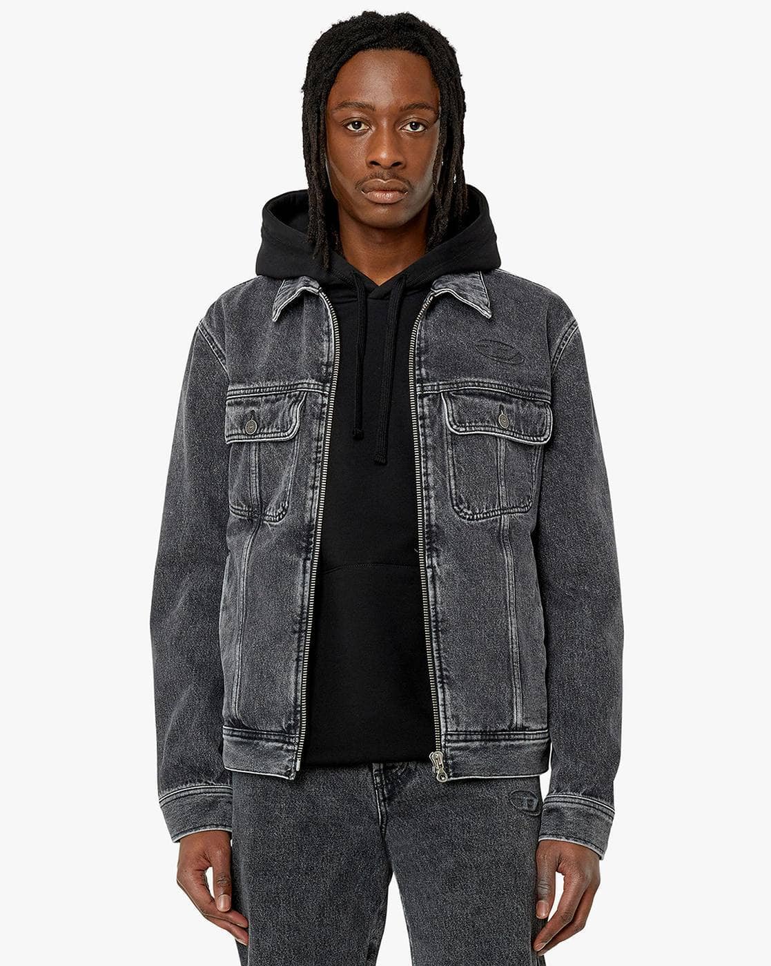 DIESEL fade Black damage full zip Parker DIESEL fade Black damage full zip Parker