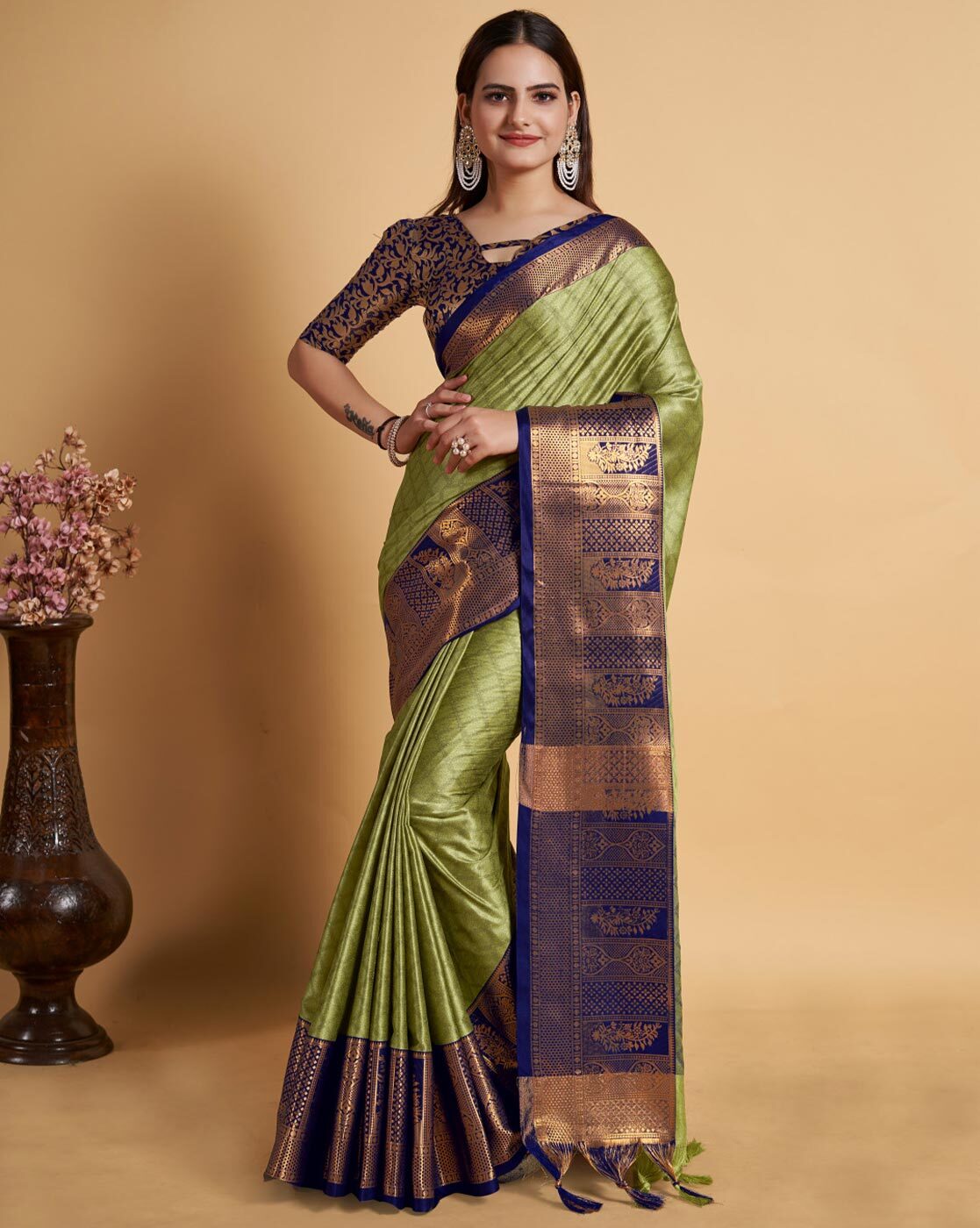 Buy Green Sarees for Women by Dwini Online