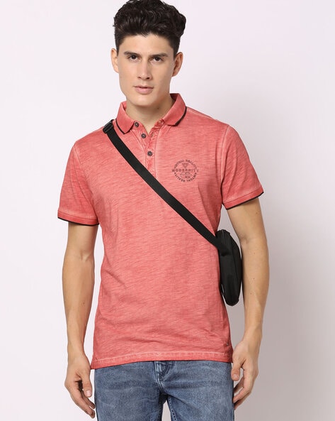 Slim Fit Polo T-Shirt with Tipping Collar