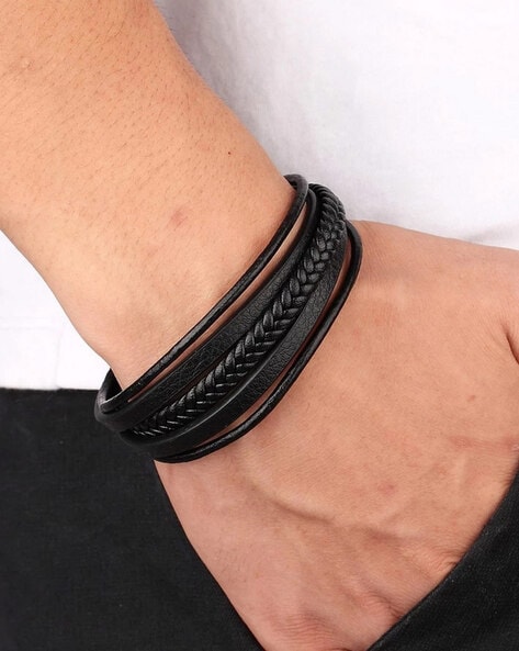 Black Leather Rivet Bracelet 3/4 Inch| Leatherpunk