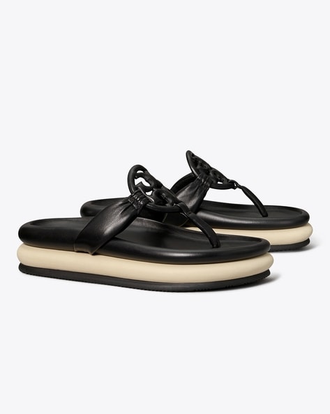 Buy Tory Burch Miller Cloud Puff Flat Sandals | Black Color Women | AJIO  LUXE