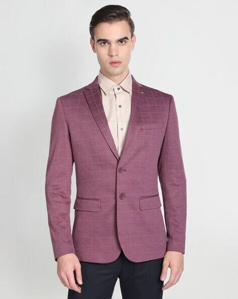 Checked Slim Fit Single-Breasted Blazer