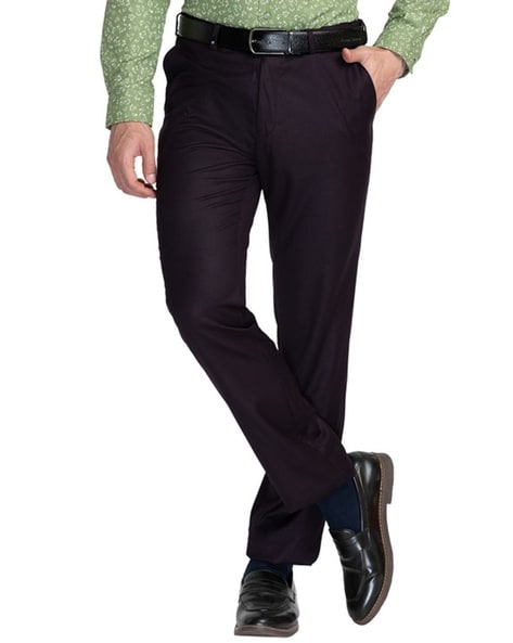 Buy Oxemberg Men Navy Diet Fit Solid Formal Trousers online  Looksgudin