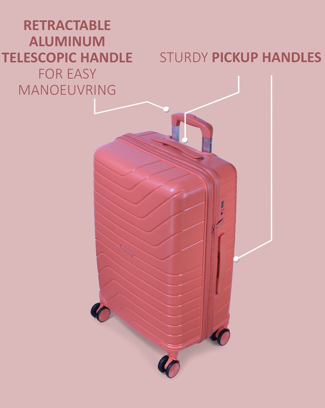 80222460877 MINI Cabin Trolley Suitcase: Coral: Travel Luggage