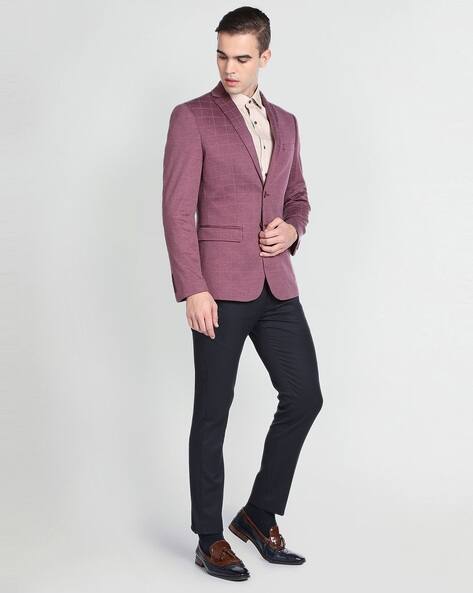 Checked Slim Fit Single-Breasted Blazer