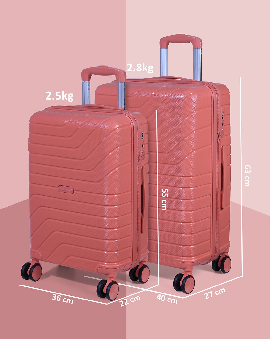 Buy Romeing Tuscany Set of 2, Polypropylene Luggage, Hard-sided, (Sky Blue  55 and 65 cms) Trolley Bag Online at Best Prices in India - JioMart.
