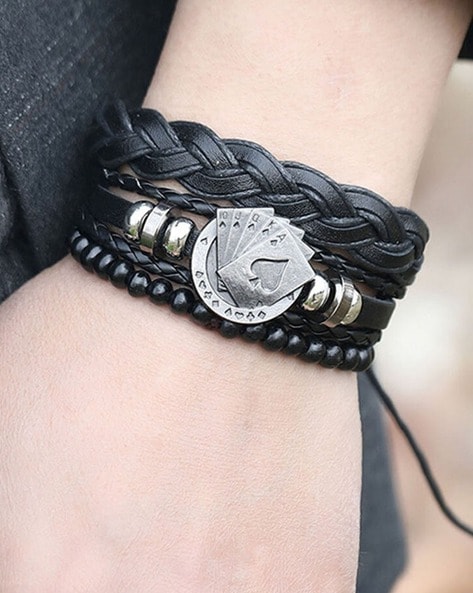 Buy Punk Rock Black Leather Bracelet, Wide Leather Cuff With Eyelets, Wrap Leather  Bracelet or Studded Cuff Online in India - Etsy