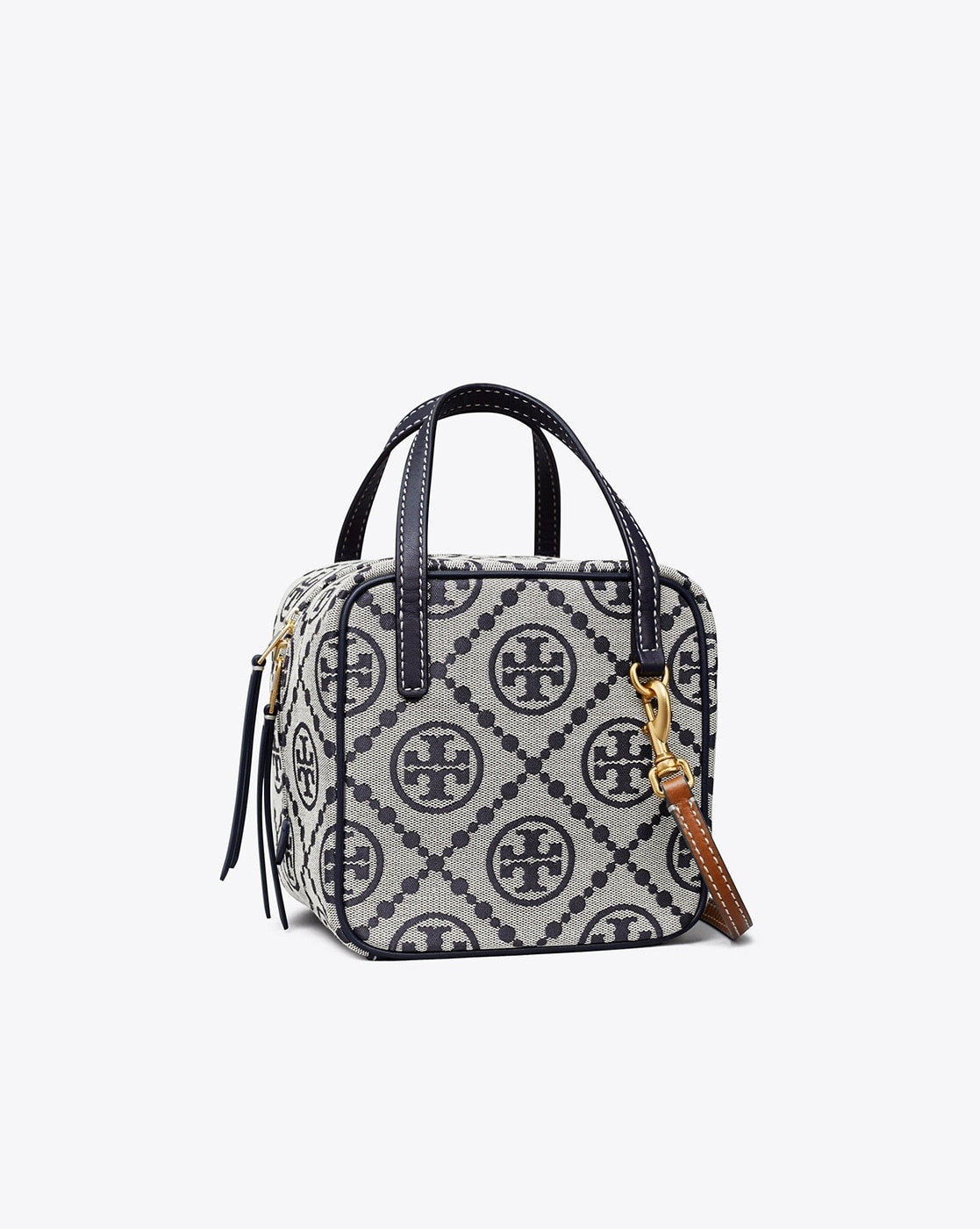 Tory Burch T Monogram Mini Jacquard Leather Tote Bag in Metallic