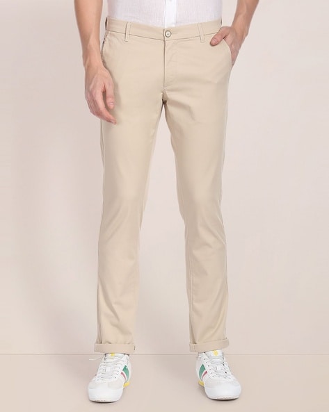 Buy U.S. POLO ASSN. Solid Cotton Stretch Slim Fit Mens Trousers | Shoppers  Stop