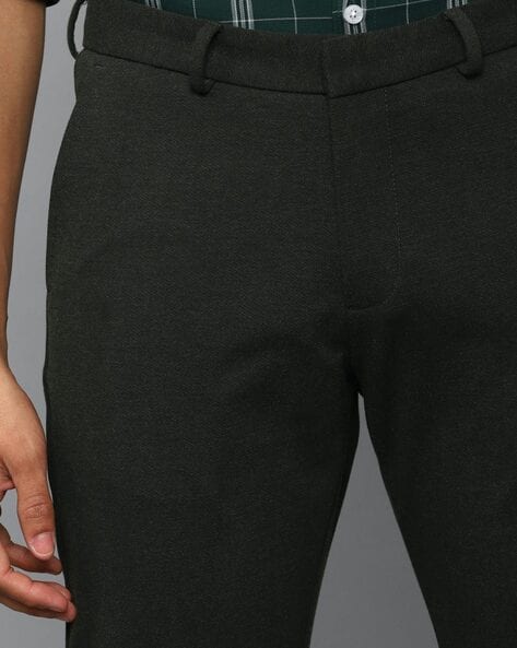 Navy Tartan Check Slim Fit Trousers for Men