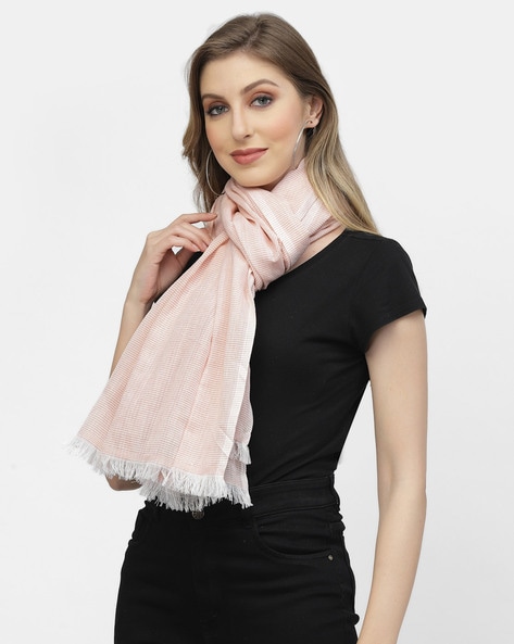 Striped Stole with Frayed Hem Price in India