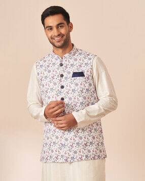 manyavar Floral Print Nehru Jacket-picture-34