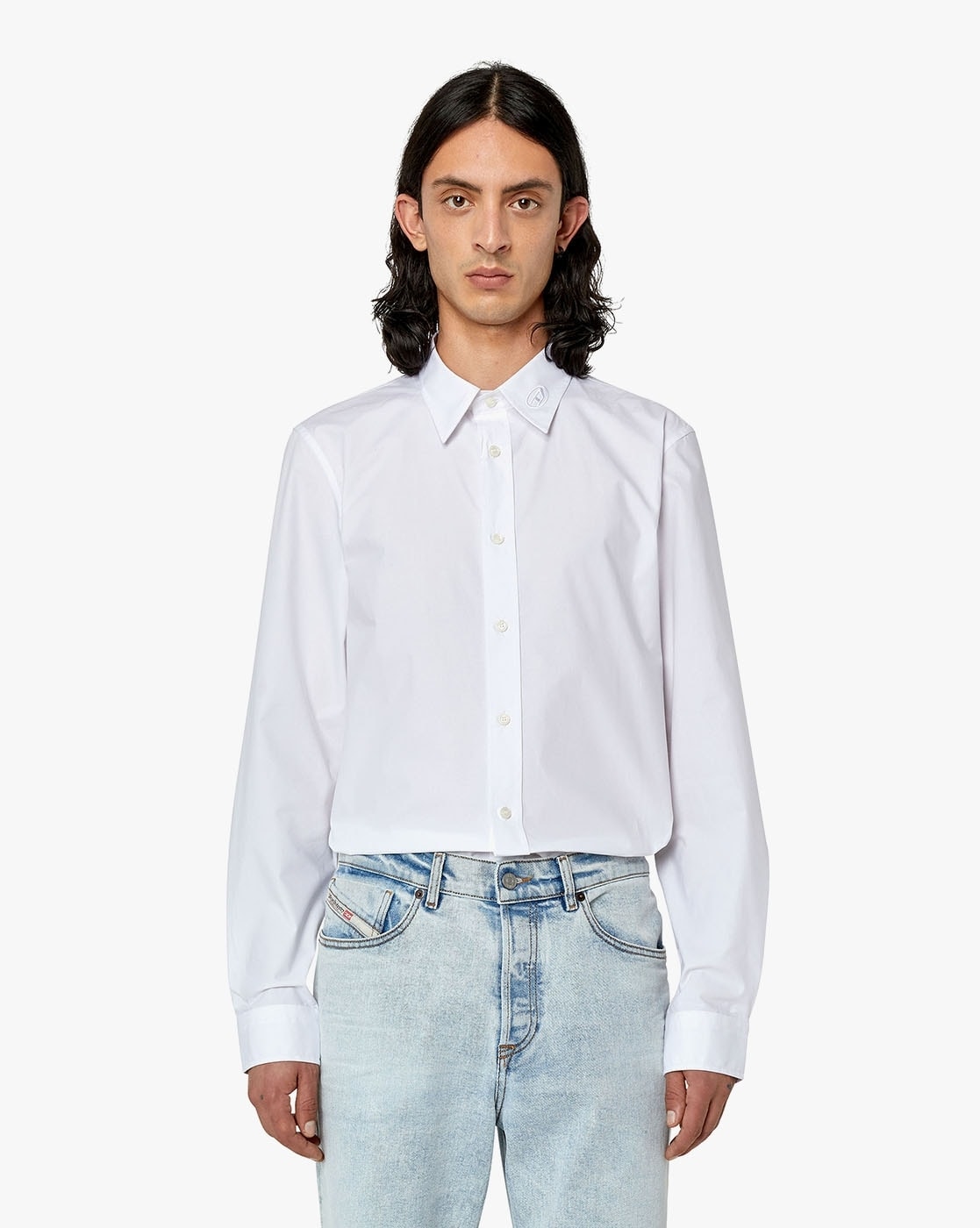 DIESEL S-BEN-CL-A Regular Shirt For Men (White, 46)