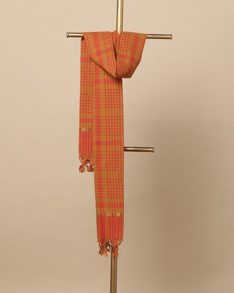 Woven South Checked Cotton Dupatta Price in India