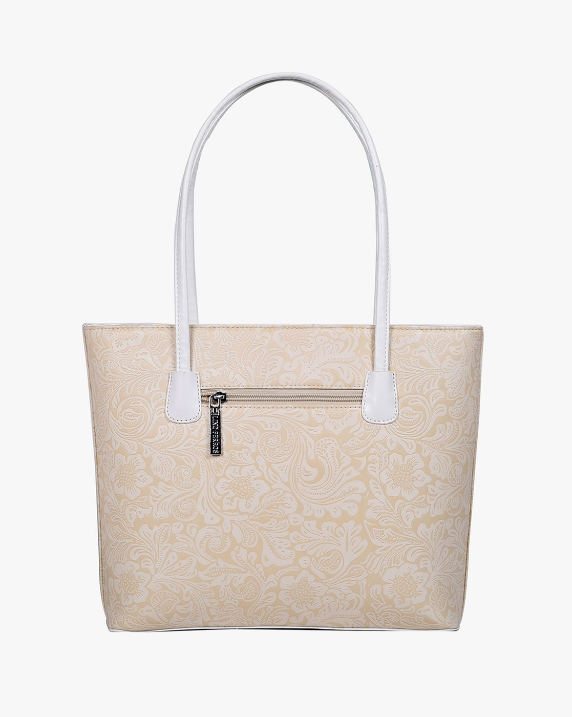 Beige Clear Tote Bag Flower Printed Crossbody Tote with Removable Strap