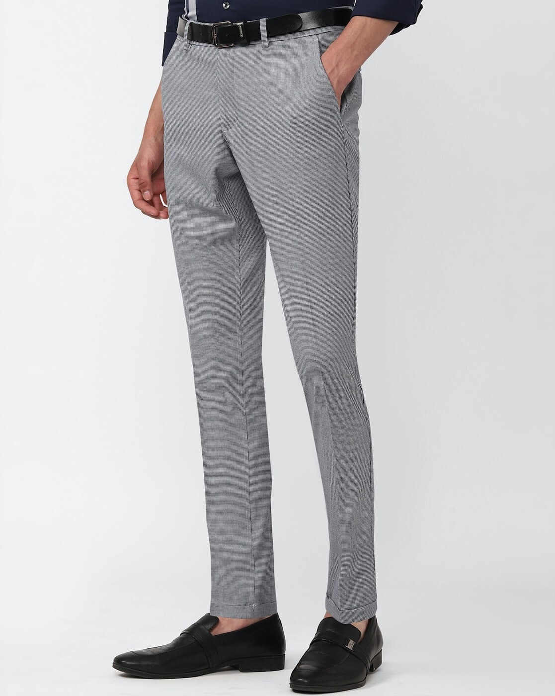 Men's Light Grey Tailored Fit Sharkskin Italian Suit Trousers – 1913  Collection | Hawes & Curtis
