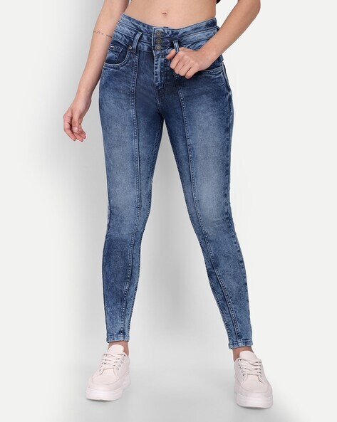 Buy Heavily Washed Skinny Jeggings Online at Best Prices in India