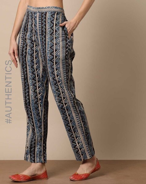 Buy JUNIPER Embroidered Slim Fit Cotton Womens Dailywear Straight Pants   Shoppers Stop