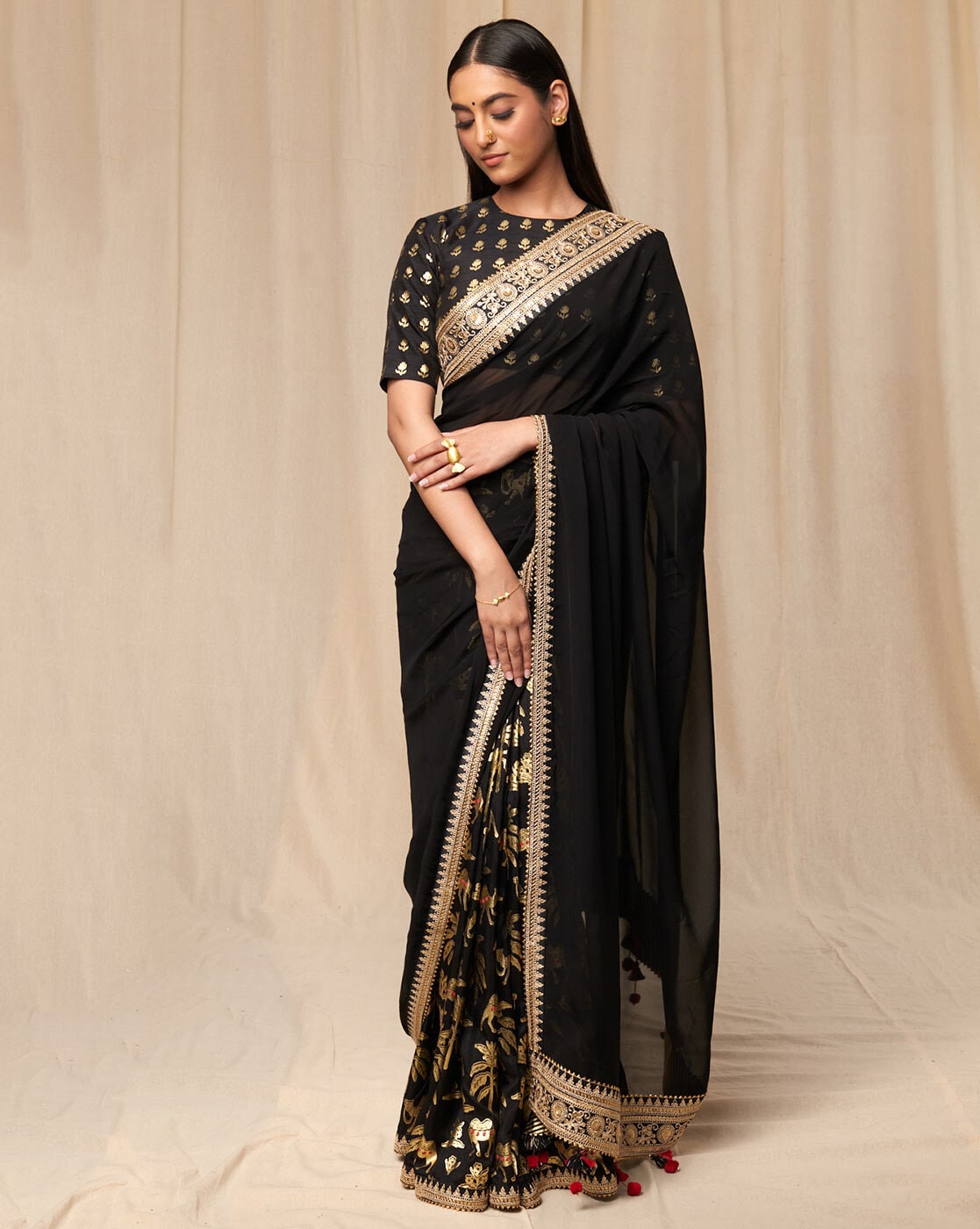 Black Color Most Beautiful Sequence Saree At Best Price – Joshindia