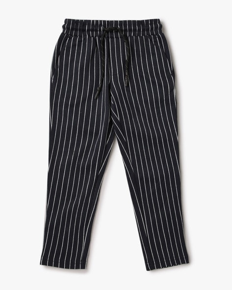 Black And White Striped Wide Leg Pants